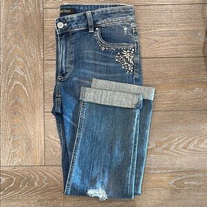 Women's Blue Embellished Jeans